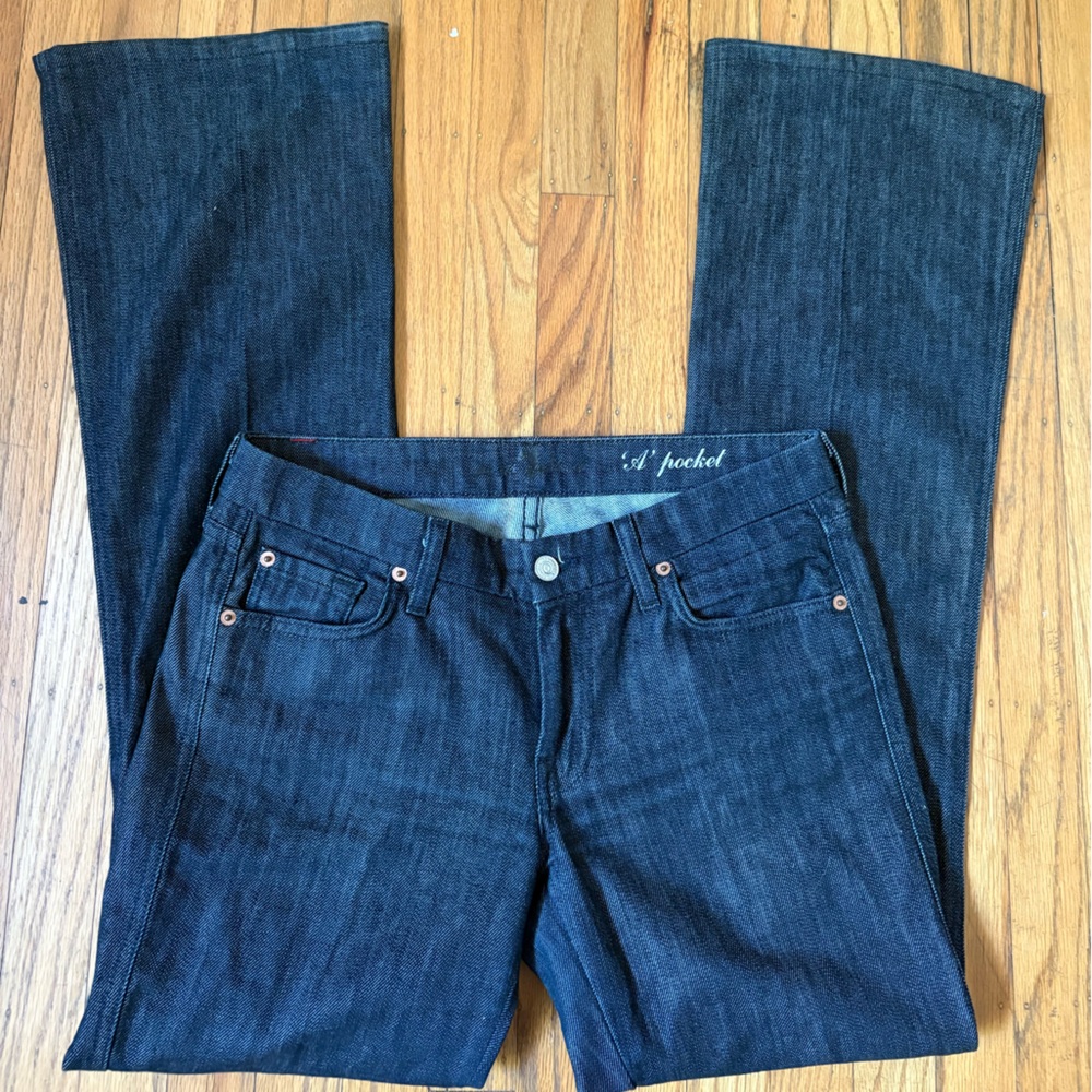 7 For All Mankind Women's Dark Blue Straight Leg Jeans - Picture 3 of 8